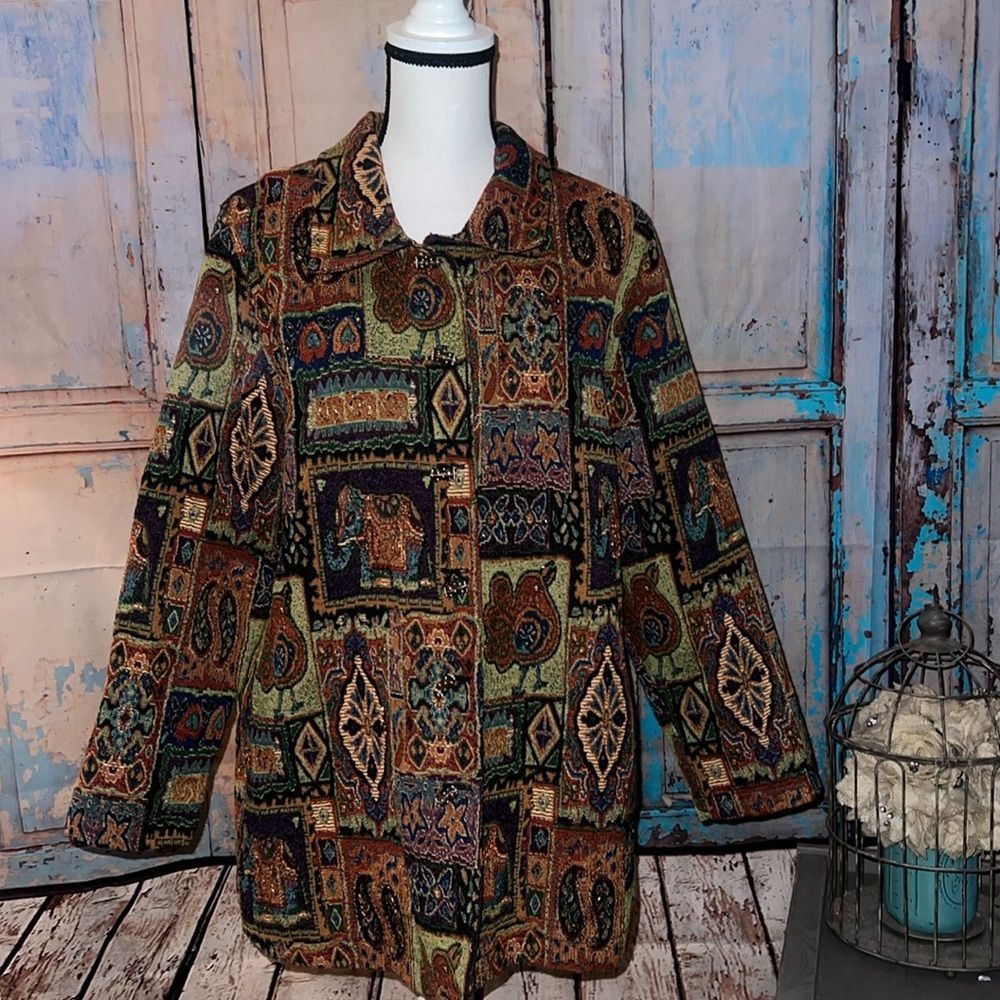 Vintage White Stag Plus artsy eclectic blazer jacket